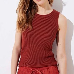 Loft Ribbed Sweater Tank | Rust | XSP
